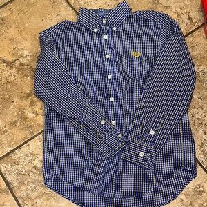 Chaps Blue and Yellow Checkered Kids Button Down Shirt